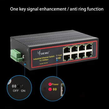 8 Portova Desktop Switch 100 Mb/s Brzi RJ45 Ethernet Preklopnik LAN Switching Hub Adapter Automatske prilagodbe TXE036 3XUE