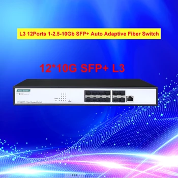 Optički mrežni prekidač 10 Gb 12 luka SFP + L3 Upravljanje IPV6 1000 M 2,5 Gbit/s, Automatsko podešavanje