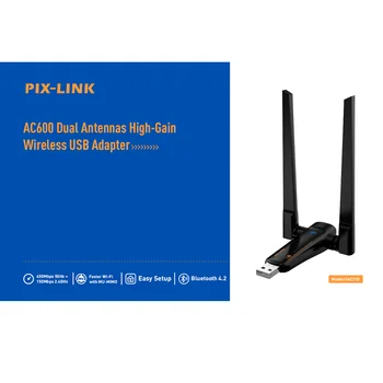 PIXLINK 600 Mb/s dual-band Antene za Bežični USB-ac Ispravljač s visokim pojačanjem Wi Fi Ključ Bluetooth Wireless USB Wifi Adapter 5 Ghz + 2,4 Ghz