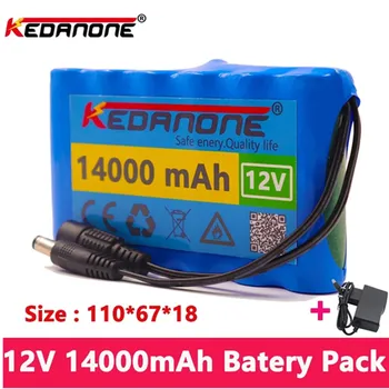 Baterija 18650 12V 14000mah, litij-ionska baterija od 12,6 V 14Ah dc, monitor cctv kamere + punjač