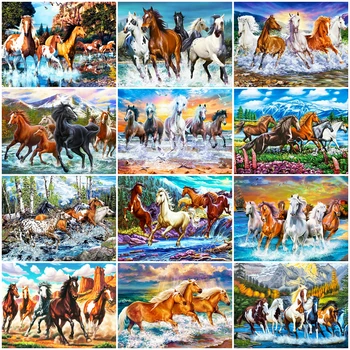 EverShine, diamond slikarstvo, konj, životinja, Novi upis, vez, mozaik iz planina dijamanata, rijeka, obala puna setove dekor za dom