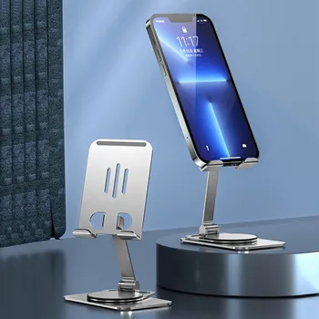 Stolni držač za telefon od aluminijske legure, stalak za mobilni telefon, zaokretni na 360 °, sklopivi metalni nosač
