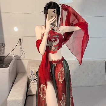 Seksi donje kineska tradicionalna haljina Hanfu, donje rublje, suknja na подтяжках, пижама, бандажная suknja, kit, cosplay, vezene haljine