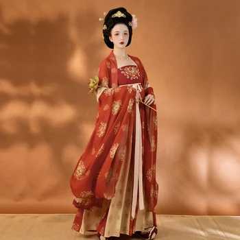 Drevni kineski tradicionalna odjeća, odijelo Han, ženski crveni kostim, XL, odijelo Han, ženski godišnji kineski ханфу