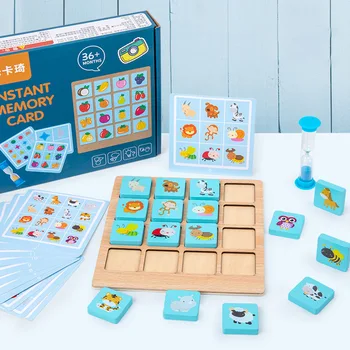 Šah na Memoriju Montessori Drvene Igračke Puzzle Igra Instant Foto Razmišljanje Logično Učenje Djece Igračke Za Rano Obrazovanje Pokloni