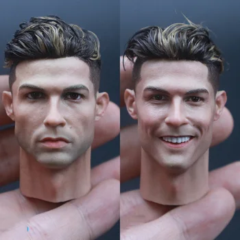 Visokokvalitetna colorized muška skulptura glave portugalskog nogometaša na ljestvici 1/6 s mekim usađene kose za tijelo 12 