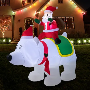 8-Noga Božićne igračke na Napuhavanje Djed Mraz Jahanje na Velikom Bijelom Медведе sa Led Svjetiljkama na Napuhavanje Ulične Svečane Ukrase za Dvorište
