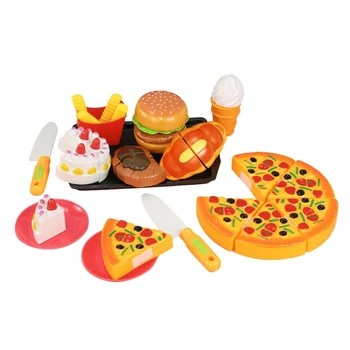 Set igračaka za brzu hranu, posuđe za role-playing igara, uključujući hamburger, pomfrit, sladoled, pizzu, dar za djecu