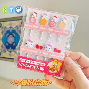 8 kom. Slatka plastične viljuške za sendviče Sanrio Hello Kitty, baby slatka viljuške za voće, večernje viljuške za grickalice, odmor potrepštine, besplatna dostava
