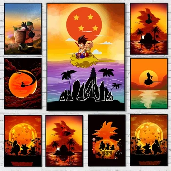 Бандай Zid Umjetničko djelo Dragon Ball Zalazak sunca Anime Slike Vegeta IV Slika Goku Platnu Poster je Super Сайян Ukras Kuće