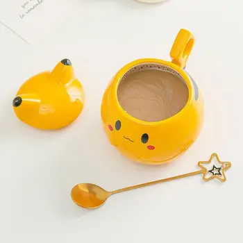 Keramička šolja sa slikom pokémona anime Pikachu s poklopcem, slatka demitasse, kreativno mliječna šolja, čaša za doručak, кавайный poklon za fanove