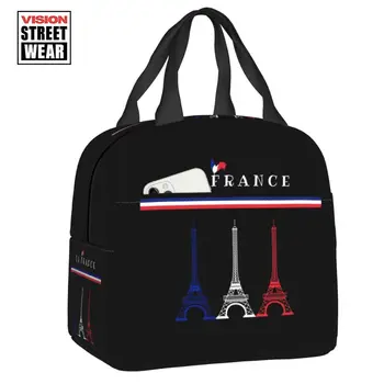 2023 Nove torbe za ланча s izolacijom pod zastavom Francuske za školu ureda, francuski Eiffelov toranj, prijenosni hladnjak, termalni ručak-boks za žene i djecu