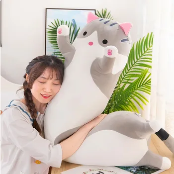 Dugo igračka-mačka, slatka mekani jastuk, plišani lutka sa slikom anime, oko 50-130 cm, rođendanski poklon za djevojčice i djecu