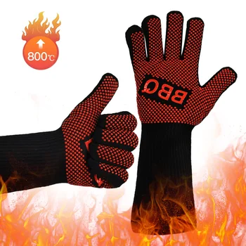 Toplinski vatrogasne rukavice s temperaturom od 500 stupnjeva, gorenje, neklizajući, vatra, roštilj, Mikrovalna pećnica, roštilj, zaštita za ruke za pečenje PM024
