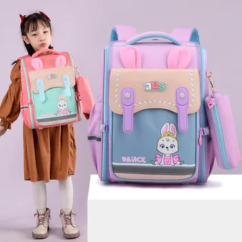 Moderan dječji školski ruksak s cartoonish zečica, ультралегкий, smanjenje opterećenje, vodootporan školski ruksak na munje, torba za olovke