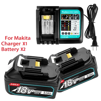 2 kom. Za Makita 18 U 8Ah Li-ion Baterija + Punjač Za električne alate BL1860 BL1830 BL1840 BL1860B BL1850 Punjiva Baterija