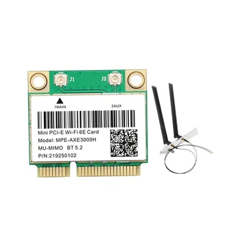 MPE-AXE3000H WiFi Kartica sa antenom WiFi 6E 2400 Mbit/s Mini PCI-E za BT 5,2 802.11 AX 2,4 G/5G/6 Ghz Mrežna kartica Wlan