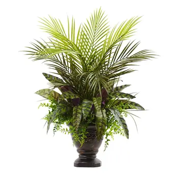 Umjetna biljka арековой palme, paprat i pavlina, mješovita od plastike i poliestera 27 inča, sa posude, zelene