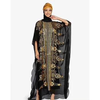 Dubai kaftan Slobodan šifon Elegantan temperament Haljina-šal sa šljokicama Tradicionalna odjeća u etničkom stilu