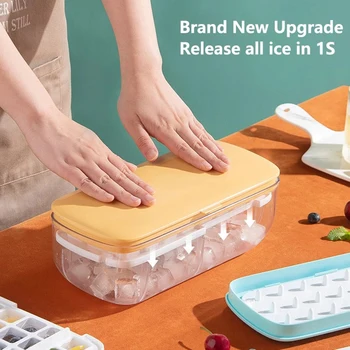 1 kom. silikonska forma za led i kutija za skladištenje 2 u 1 polica za kockice leda, obrazac za izradu kutije, bar, suđe za kuhanje / posuđe naprava za dom