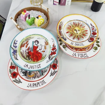 Tanjur za odrezak od keramike u skandinavskom stilu, kružna za salate, deserta, kolača, voća, kuhinje, proizvoda za dom, skup desertna tanjura za doručak