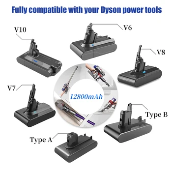Za Dyson V6 V7 V8, V10 tip A/B zamjenjiva baterija kapaciteta 12800 mah za ručni usisivač Dyson Absolute bez kabela