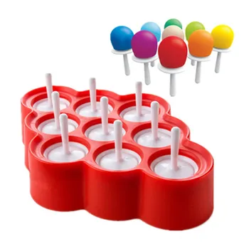 Vruće prodaje Silikonska mini-obrazac za sladoled Ice Lolly Ice Pops, alati za pripremu kuglica za sladoled, uradi sam, šareni oblici za sladoled na štapiću stick s 9 naljepnicama