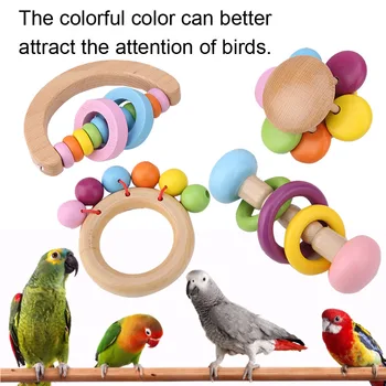 4 kom. plišani papagaj, igračke za žvakanje ptica, rotirajući drvena igračka set igračaka za igru s papagaj