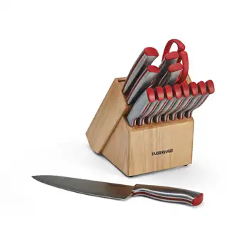 Set noževa Farberware Edgekeeper od nehrđajućeg čelika s osnovnim crveno ножевым blok od 15 predmeta