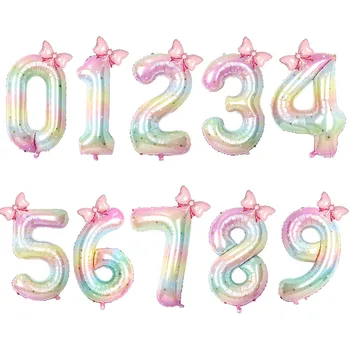 2 komada 40 cm 1 2 3 4 5 Veliki skup balone s brojem iris zvijezda, mini pink luk, folija baloni, dekoracije za zurke u povodu rođenja djevojčice, Globos