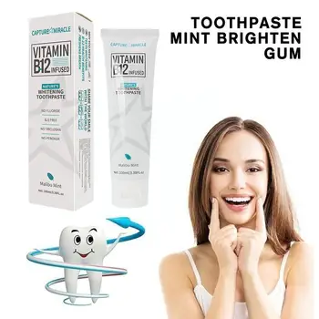 100 ml Vitamin B12 Pasta za zube Odlicno Posvjetljuje Desni Vraća Dah Uklanja Zdravlje usne Šupljine Svježe Mrlje Na Zubima Ljepota Higijena Zubi F9I8