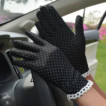 Etiketa, 1 par, anti-UV, spring rukavice od spandex, prozračne ljetne sunčane rukavice grašak, ženske rukavice, rukavice za vožnju