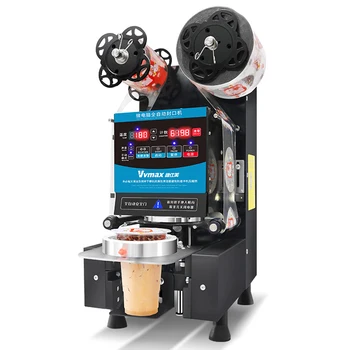 Potpuno automatski stroj za brtvljenje čaša plastična brtvila, papirnate čaše, mlijeko čaj, prehrambena stroj, električna film za čaj s mjehurićima, engleska verzija