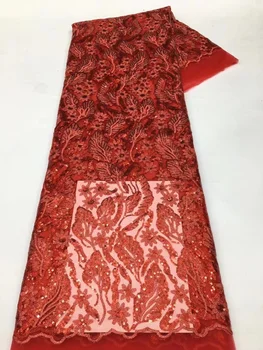 Afrička cvjetne čipke tkanina od tila sa šljokice, 5 metara 2023, visokokvalitetna vezene francuski mreže, нигерийское čipka za šivanje večernja haljina