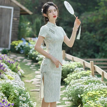 Elegantan ovratnik-stup, ципао, vintage odjeća u kineskom stilu, superior Чонсам kratkih rukava
