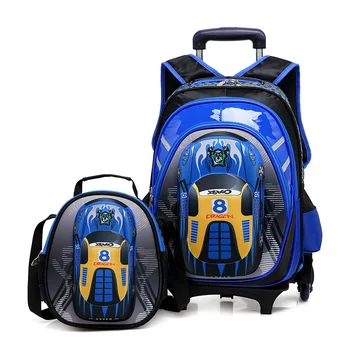 3D školske torbe na kotačićima, naprtnjače na školskom kolica, ruksak s kotačima, dječje školske naprtnjače na kotačima za dječaka, dječji putne torbe