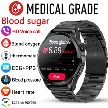 Pametni Sat s Razinom Glukoze u krvi, Muški Sat s Bluetooth Poziva, broj Otkucaja Srca, EKG + POENA, Temperatura Tijela, Razina Šećera U Krvi, Pametni Sat Za Android i IOS
