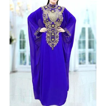 Elegantna moderna plava dugačka košulja Фараша Абайя Maxi kaftan Джалабия haljina s rukavima расклешенными