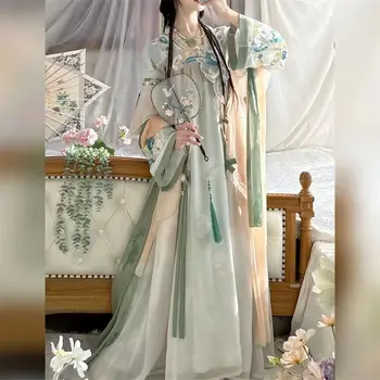 Plesni kostim, 2 boje, originalni kineski tradicionalni čipke odijelo Hanfu za djevojčice, proljeće-ljeto stil, odijelo dužine do grudi, suknja na подтяжках