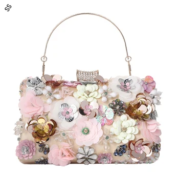 Ručni rad, cvjetni torbu s izvezenim šljokicama, ženska luksuzna torbu sa šljokicama