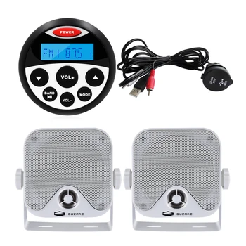 Morska stereo Vodootporne brod Audio Bluetooth prijemnik auto radio MP3 + 4-inčni morske zvučnika + USB produžni kabel za RV ATV jahte