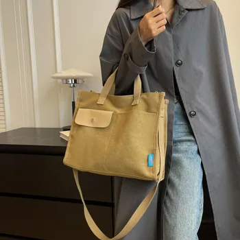 Novi modni retro krupan холщовая torba velikog kapaciteta, torbe-тоут za žene, jednostavne običan džep svakodnevne torbe za odmor i putovanja