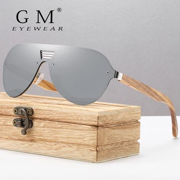 GM Original brand, gospodo drvene sunčane naočale u polarizirani metalnom ivicom, bambus naočale, ženski luksuzni sunčane naočale u drvenom kućištu