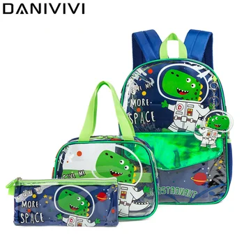 Slatka dječji ruksak s dinosaura, školske torbe za dječake, ruksak, dječje školske torbe 3 U 1, setovi, torbe za knjige, veliki kapacitet 2023