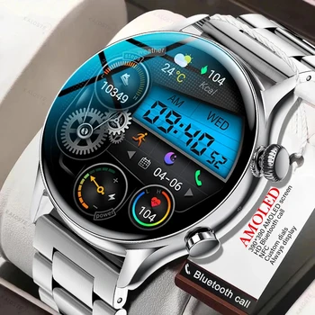 2023 Novi AMOLED 390*390 piksela HD Ekran Smart Satovi Za Muškarce Bluetooth Poziv Sportski Fitness Tracker Smartwatch za Žene IP68 Vodootporan