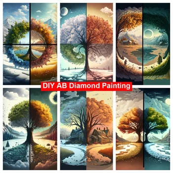 AB Drill 5D DIY diamond slikarstvo Dijamant četiri sezone Puni krug/trg vez mozaik DIY Dimond Crtanje slika Kućni dekor