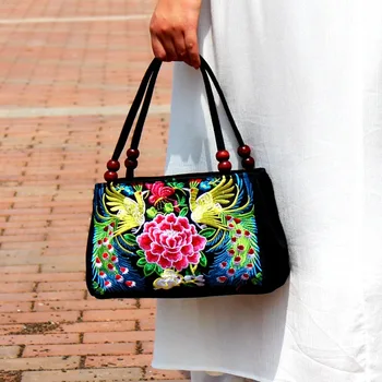 Novi trendi ženski male torbe s vezom, ženske torbe s gornjom ručkom, vezeni nacionalnim cvjetnim uzorkom, jednoslojni torba-ručke za nošenje omogućuju, расшитая perle