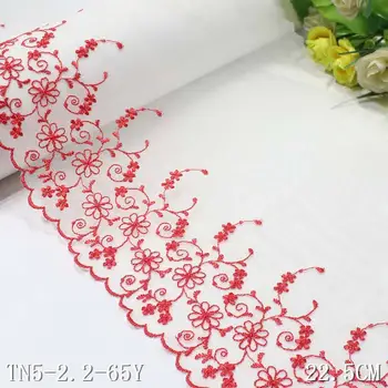 28 metara 23 cm, bijele cvjetne čipke trim od tila s vezom za haljine, neobične cvjetne čipke tkanina u crveni cvijet