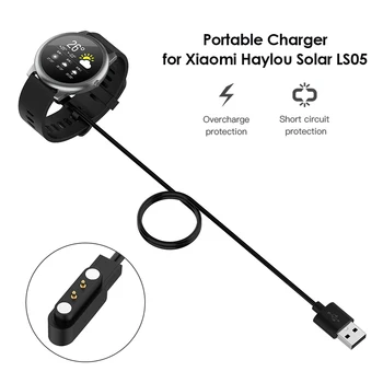 60/100 cm USB Punjač za Haylou Solar LS05 Kabel Za Brzo Punjenje Priključna Stanica, Adapter za Napajanje, Pribor za Pametne Sati, Crna