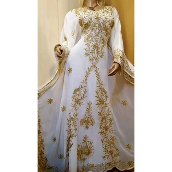 Bijelu haljinu, nova je duga košulja u marokanskom Dubaiju, ogrtači za kupanje Фараша, duga haljina, europski i američki modni trend